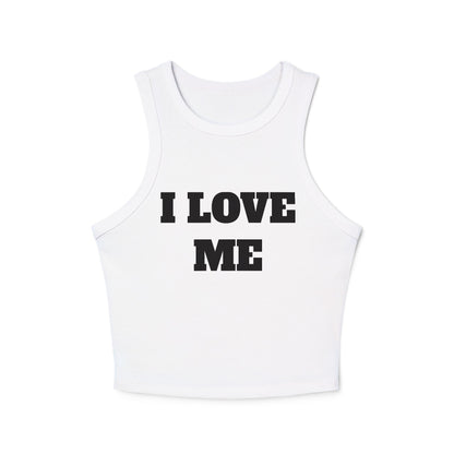 I LOVE ME Micro Rib Racer Tank Top